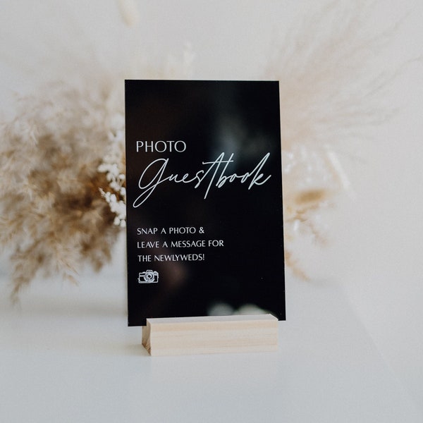 Photo Guestbook Table Sign  | Please Sign Our Guestbook Sign | Modern Acrylic Guestbook | Guestbook Signs | Wedding TableTop Signs