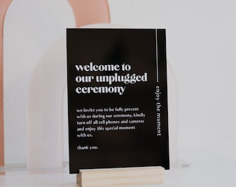 Unplugged Ceremony Acrylic Sign, Wedding Ceremony Sign, No Phones Wedding Sign, Modern Minimalist Decor