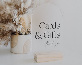 Cards & Gifts Arch Table Sign | Gift and Cards Sign | Modern Script Acrylic Wedding Sign | Favors Signs | Wedding TableTop Signs