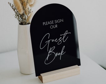 Guestbook Table Sign with Initials | Please Sign Our Guestbook Sign | Modern Acrylic Guestbook | Guestbook Signs | Wedding TableTop Signs