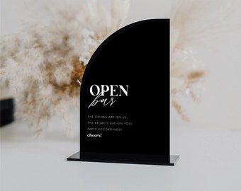 Open Bar Sign | Drinks are On Us Sign | Custom Acrylic Bar Menu | Wedding TableTop Signs Bar Signs Drink Menu