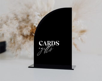 Cards & Gifts Arch Table Sign | Gift and Cards Sign | Modern Script Acrylic Wedding Sign | Favors Signs | Wedding TableTop Signs