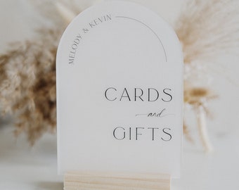 Cards & Gifts Arch Table Sign | Gift and Cards Sign | Modern Script Acrylic Wedding Sign | Favors Signs | Wedding TableTop Signs