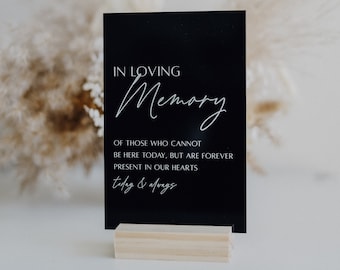 In Loving Memory Table Sign | In Memory Wedding Sign | Modern Script Acrylic Wedding Sign | Hashtag Signs | Wedding TableTop Signs