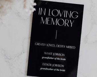 In Loving Memory Table Sign | In Memory Wedding Sign | Modern Script Acrylic Wedding Sign | Hashtag Signs | Wedding TableTop Signs