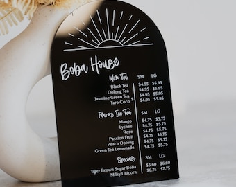 Boba Drink Menu Sign | Drink Sign for Boba Shop | Coffee Shop Menu Sign | Boba Bar | Coffee Bar Menu | Coffee Shop