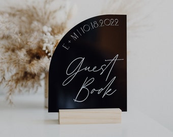 Guestbook Half Arch Table Sign | Please Sign our Guestbook Sign | Guestbook with Initials & Date | Guestbook Signs | Wedding TableTop Signs