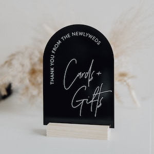 Cards & Gifts Arch Table Sign | Gift and Cards Sign | Modern Script Acrylic Wedding Sign | Favors Signs | Wedding TableTop Signs