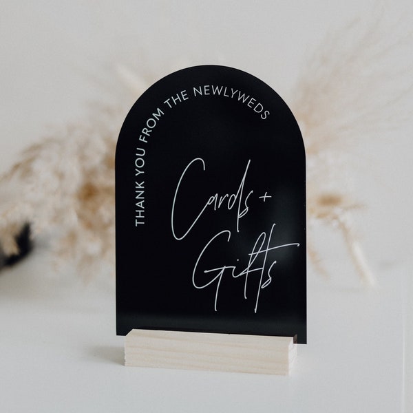 Cards & Gifts Arch Table Sign | Gift and Cards Sign | Modern Script Acrylic Wedding Sign | Favors Signs | Wedding TableTop Signs