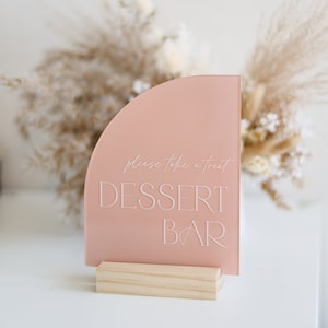 Dessert Table Sign Sweets Wedding Sign Modern Script Acrylic Wedding Sign Dessert Signs Wedding TableTop Signs image 1