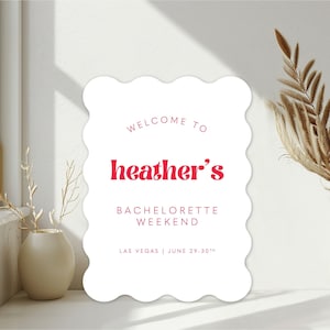 Wavy Acrylic Welcome Sign 24x18&quot; - Acrylic Bridal Party Signage - Welcome Sign - Modern Wavy Sign Personalized Sign for Entrance
