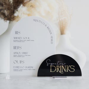 Signature Drink His & Hers Bar Menu Sign | Personalized Drinks | Custom Acrylic Bar Menu | Wedding TableTop Signs Bar Signs Drink Menu