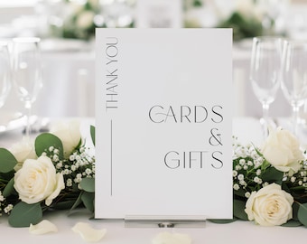 Letrero de mesa con arco para tarjetas y regalos / Letrero para regalos y tarjetas / Letrero de boda acrílico con escritura moderna / Letreros de recuerdos / Letreros para mesas de boda