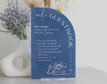 Audio Guestbook Sign with Initials | Leave a Message Telephone Guestbook Sign | Modern Acrylic Guestbook | Guestbook Signs | Wedding Audio