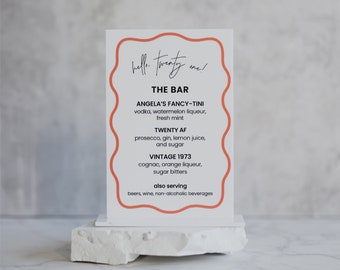 Signature Drink Bar Menu Sign | Signature Cocktails Personalized Drinks | Custom Bar Menu | Wedding TableTop Signs Bar Signs Drink Menu