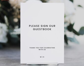 Guestbook Acrylic Sign, Please Sign Our Guestbook Acrylic Wedding Sign, Custom Reception Table Decor, Modern Minimalist
