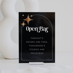 Open Bar Sign | Drinks are On Us Sign | Custom Acrylic Bar Menu | Wedding TableTop Signs Bar Signs Drink Menu
