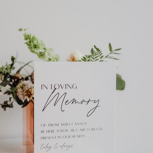 In Loving Memory Table Sign In Memory Wedding Sign Modern Script Acrylic Wedding Sign Hashtag Signs Wedding TableTop Signs image 4