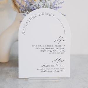 Signature de menu de bar pour lui et pour elle | Boissons personnalisées | Menu bar personnalisé en acrylique | Plaques de mariage Plaques de bar Carte des boissons