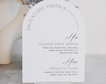 Signature Drink His & Hers Bar Menu Sign | Personalized Drinks | Custom Acrylic Bar Menu | Wedding TableTop Signs Bar Signs Drink Menu