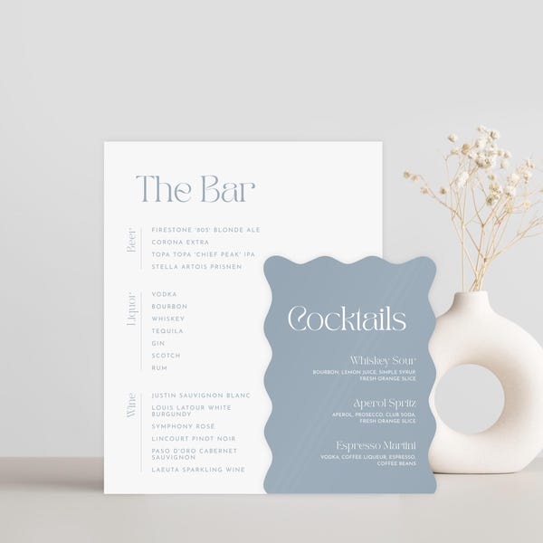 Double Layered Scallop Bar Menu Sign | Personalized Drinks | Custom Acrylic Bar Menu | Wedding TableTop Signs Bar Signs Drink Menu Wedding