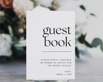 Guestbook Acrylic Sign, Please Sign Our Guestbook Acrylic Wedding Sign, Custom Reception Table Decor, Modern Minimalist