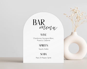 Custom Acrylic Bar Menu Sign, Wedding Bar Menu Sign, Drink Menu Wedding Sign, Modern Minimalist Reception Decor