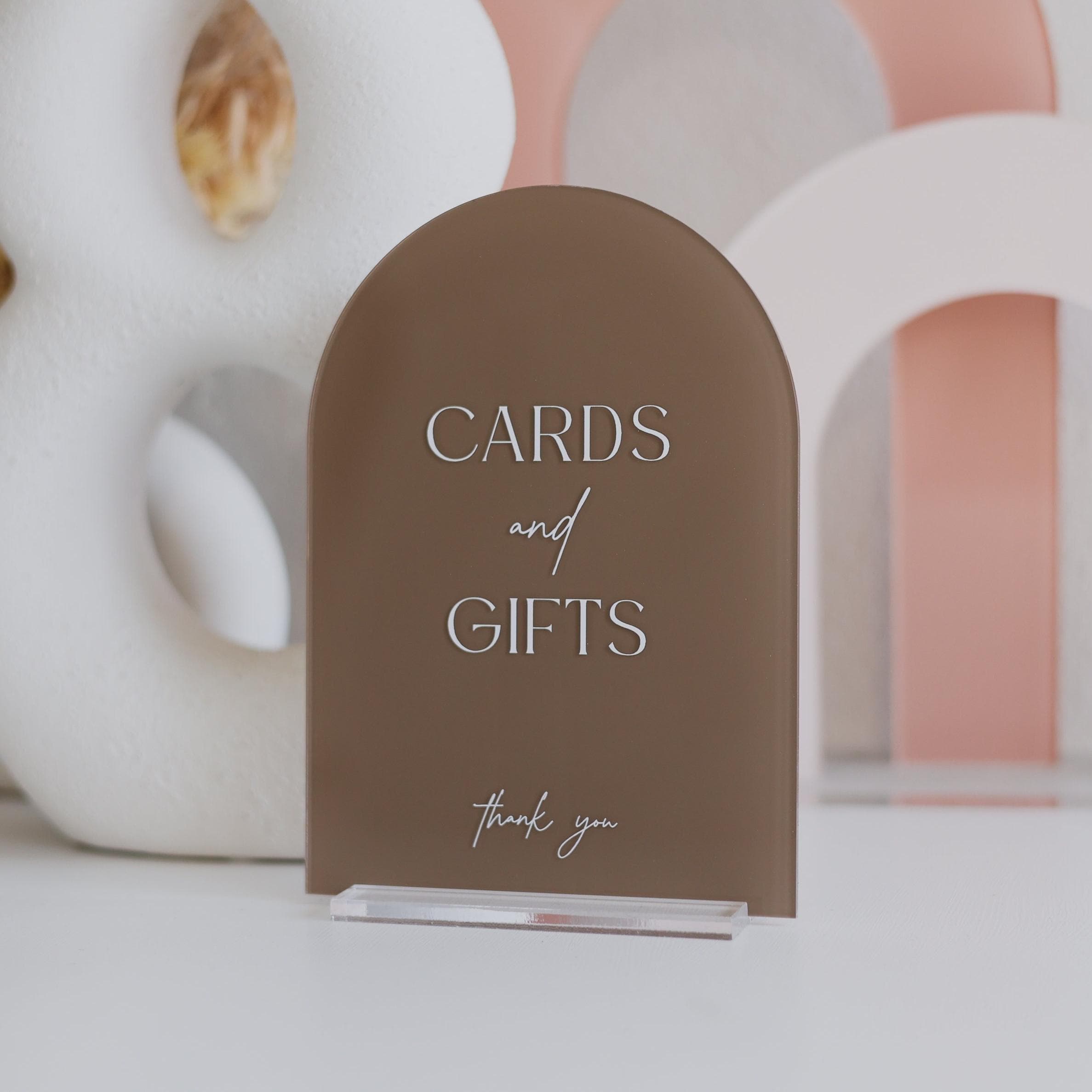 Cards & Gifts Arch Table Sign | Gift and Cards Sign | Modern Script Acrylic Wedding Sign | Favors Signs | Wedding TableTop Signs