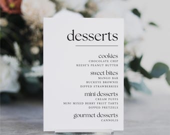 Dessert Bar Acrylic Sign | Sweets Wedding Sign | Modern Script Acrylic Wedding Sign | Dessert Signs | Wedding TableTop Signs