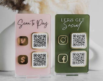 QR Code Sign Stocking Stuffer - Scan to Pay Sign - Social Media Sign - QR Code Sign Custom 7"x4" - Custom Sign Christmas Gift