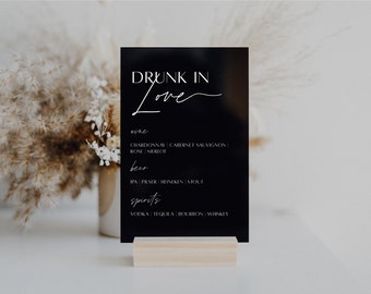 Drunk in Love Bar Menu Sign | Personalized Drinks | Custom Acrylic Bar Menu | Wedding TableTop Signs Bar Signs Drink Menu