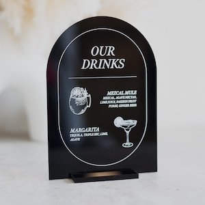 Enseigne de menu de bar à boissons signature | Cocktails Signature Boissons personnalisées | Menu bar personnalisé | Plaques de mariage Plaques de bar Carte des boissons