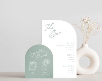 Double Arch Bar Menu Sign | Personalized Drinks | Custom Acrylic Bar Menu | Wedding TableTop Signs Bar Signs Drink Luxury Wedding Cocktail