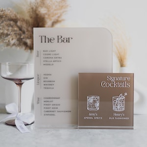 Double Layered Bar Menu Sign | Personalized Drinks | Custom Acrylic Bar Menu | Wedding TableTop Signs Bar Signs Drink Menu Luxury Wedding