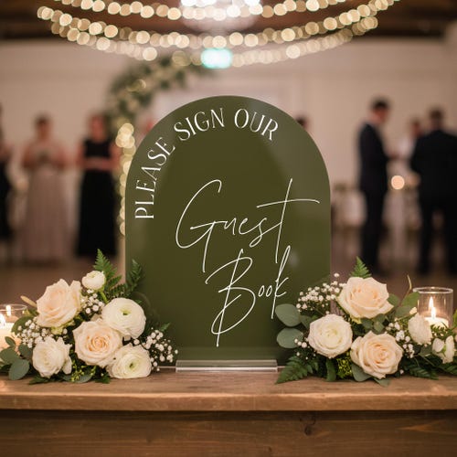 Guestbook Acrylic Sign, Please Sign Our Guestbook Acrylic Wedding Sign, Custom Reception Table Decor, Modern Minimalist