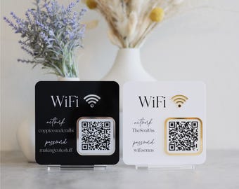 Wifi QR Code with Base - Wifi Sign - Scan for Wifi - Custom 5"x5" WiFi Sign for Guests - Custom Sign