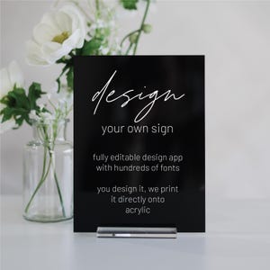 Black Frost Clear White Color Rectangle Acrylic Sign - Preview Your Design - Small Acrylic Business Signs - Signage for Table- Custom Sign