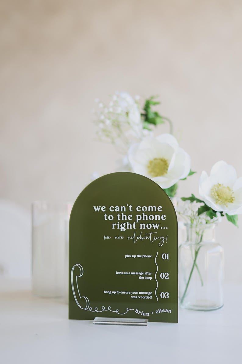 Audio Guestbook Sign | Leave a Message After the Tone Telephone Guestbook Sign | Modern Acrylic Guestbook | Guestbook Signs | Wedding Audio image 3