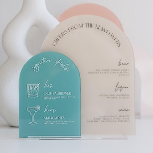 Double Layered Bar Menu Sign | Personalized Drinks | Custom Acrylic Bar Menu | Wedding TableTop Signs Bar Signs Drink Menu Luxury Wedding