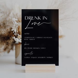 Drunk in Love Bar Menu Sign | Personalized Drinks | Custom Acrylic Bar Menu | Wedding TableTop Signs Bar Signs Drink Menu