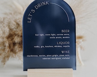 Let&#39;s Drink Menu Sign | Minimalist Acrylic Menu Arch Sign | Wedding Menu | Restaurant Menu Sign | Customizable Wedding Menu Sign for Tables