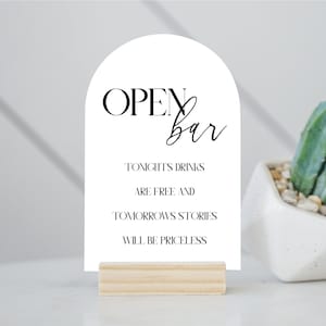 Open Bar Sign Drinks Are On Us | Personalized Drinks | Custom Acrylic Bar Menu | Wedding TableTop Signs Bar Signs Drink Menu