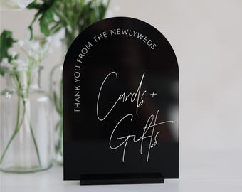 Cards & Gifts Arch Table Sign | Gift and Cards Sign | Modern Script Acrylic Wedding Sign | Favors Signs | Wedding TableTop Signs