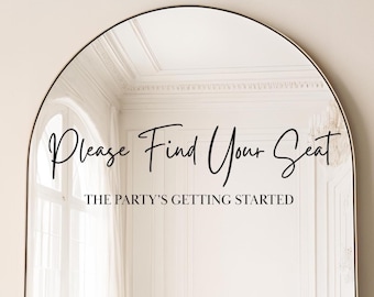Find Your Seat Vinyl Decal for Mirror - Seating Chart Vinyl Decal - Welcome Sign - Custom Vinyl Decal for Mirror - Wedding Mirror Decal
