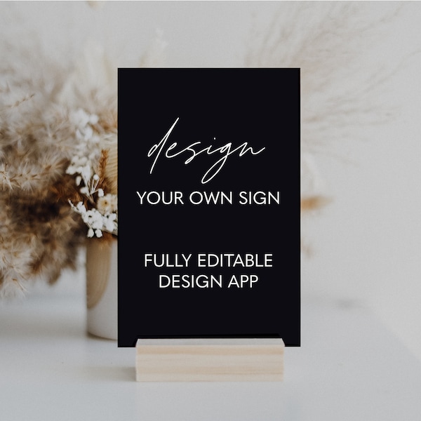 Black Frost Clear Rectangle Acrylic Sign - Preview Your Design - Small Acrylic Business Signs - Signage for Table or Counters - Custom Sign