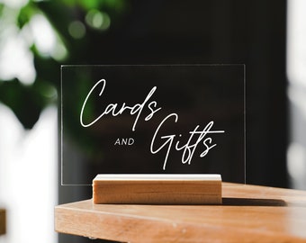 Cards & Gifts Table Sign | Gift and Cards Sign | Modern Script Acrylic Wedding Sign | Favors Signs | Wedding TableTop Signs