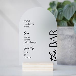 Bar Menu Sign | Personalized Drinks | Custom Acrylic Bar Menu | Wedding TableTop Signs Bar Signs Drink Menu