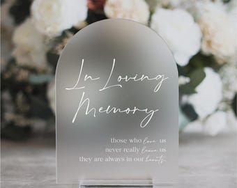 In Loving Memory Table Sign | In Memory Wedding Sign | Modern Script Acrylic Wedding Sign | Hashtag Signs | Wedding TableTop Signs