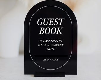 Guestbook Acrylic Sign, Please Sign Our Guestbook Acrylic Wedding Sign, Custom Reception Table Decor, Modern Minimalist