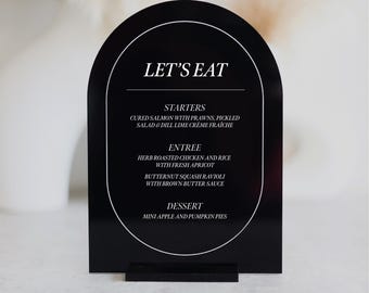 Wedding Menu Sign | Minimalist Acrylic Menu Arch Sign | Wedding Menu | Restaurant Menu Sign | Customizable Wedding Menu Sign for Tables